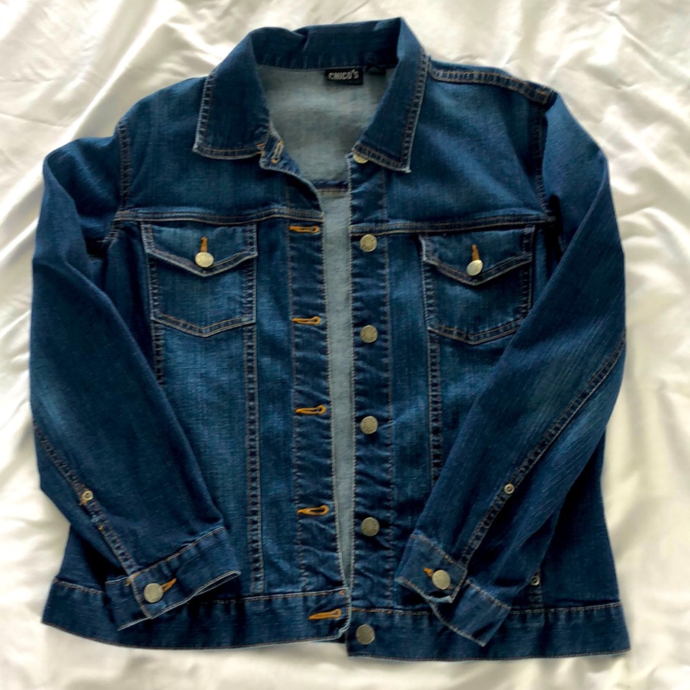 Chico’s Blue Jean Jacket Woman’s size 1